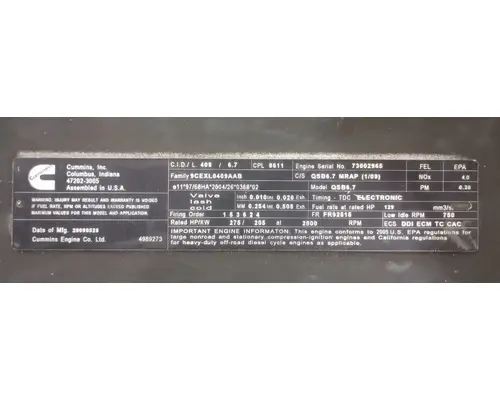 CUMMINS QSB6.7 Engine Assembly