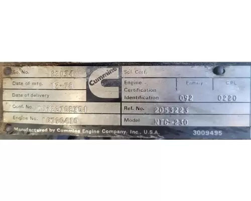 CUMMINS SMALL CAM Engine Assembly