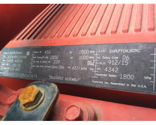 CUMMINS X15 4342 ENGINE ASSEMBLY