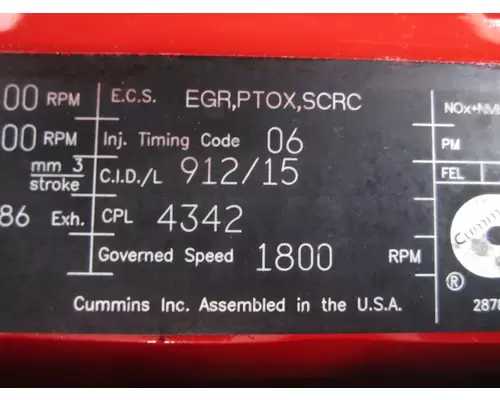 CUMMINS X15 4342 ENGINE ASSEMBLY