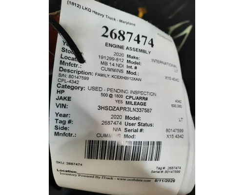 CUMMINS X15 4342 ENGINE ASSEMBLY