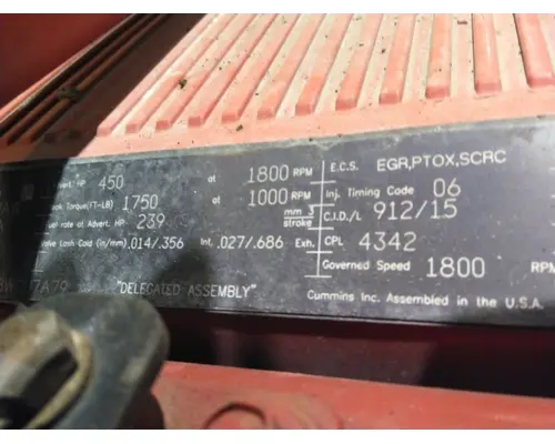 CUMMINS X15 4342 ENGINE ASSEMBLY
