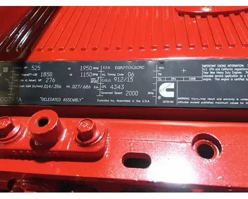 CUMMINS X15 4343 ENGINE ASSEMBLY