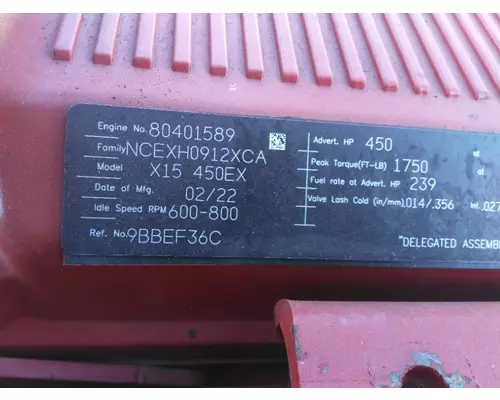 CUMMINS X15 5881 ENGINE ASSEMBLY