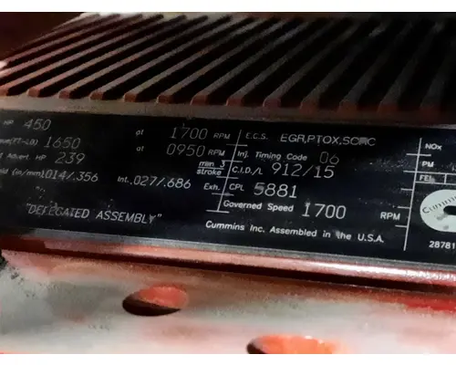 CUMMINS X15 5881 ENGINE ASSEMBLY