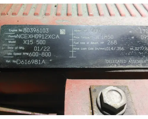 CUMMINS X15 5881 ENGINE ASSEMBLY