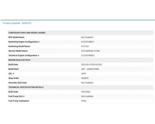 CUMMINS X15 ENGINE ASSEMBLY