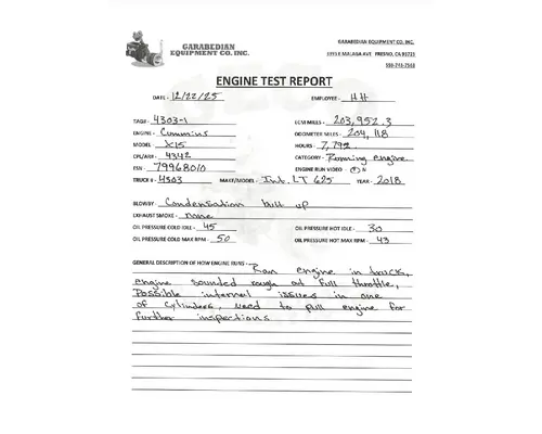 CUMMINS X15 Engine Assembly