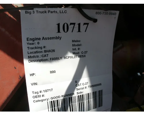 Engine Assembly CAT C-27 Big 3 Truck Parts, LLC