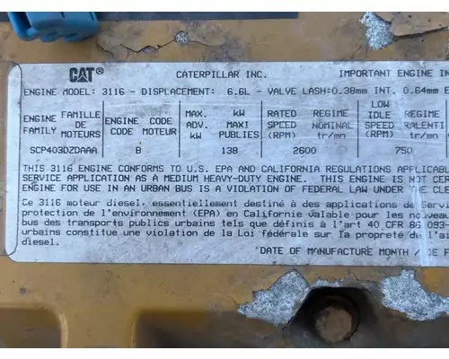 Caterpillar 3116 Engine Assembly