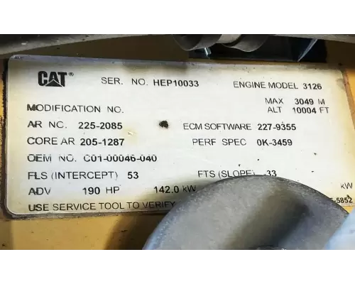 Caterpillar 3126/CFE Engine Assembly