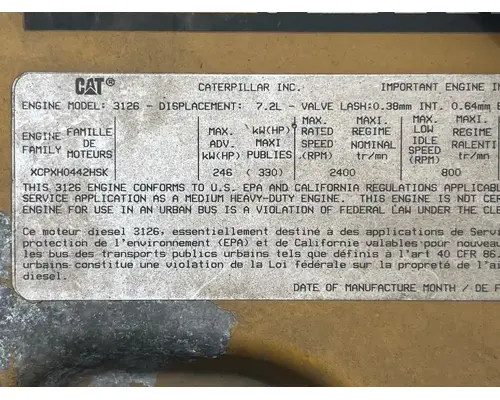 Caterpillar 3126 Engine Assembly