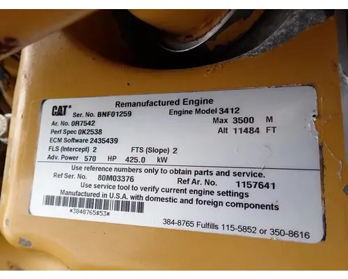 Caterpillar 3412E Engine Assembly