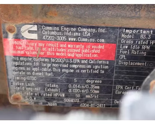 Cummins B3.3T Engine Assembly