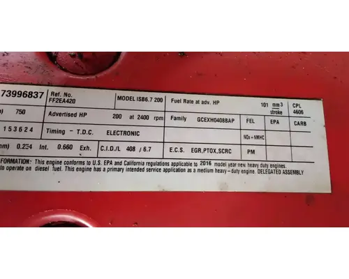 Cummins ISB 200 Engine Assembly