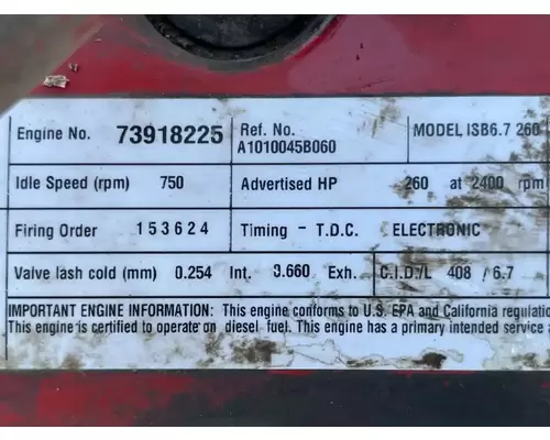 Engine Assembly Cummins ISB Complete Recycling Group LLC