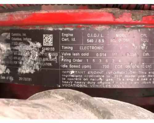 Engine Assembly Cummins ISL G Complete Recycling Group LLC