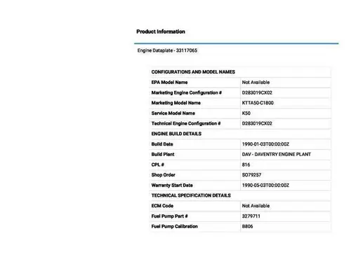 Cummins KTTA50 Engine Assembly