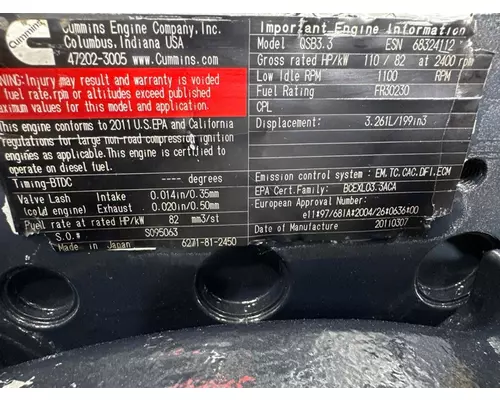 Cummins QSB3.3T Engine Assembly