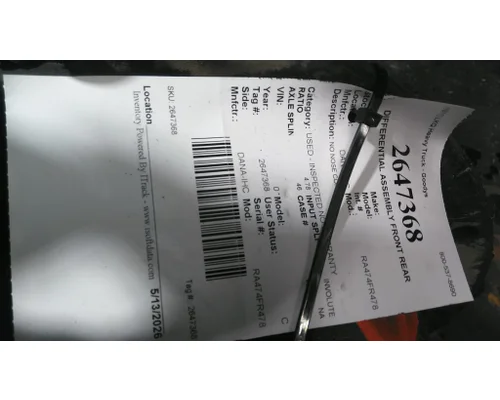 DANA-IHC RA474FR478 DIFFERENTIAL ASSEMBLY FRONT REAR