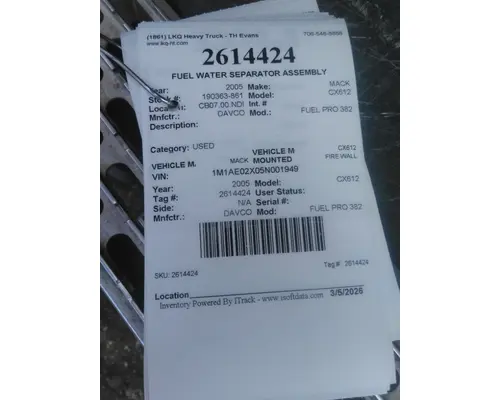 DAVCO FUEL PRO 382 FUEL WATER SEPARATOR ASSEMBLY