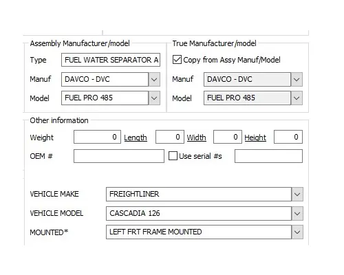 DAVCO FUEL PRO 485 FUEL WATER SEPARATOR ASSEMBLY