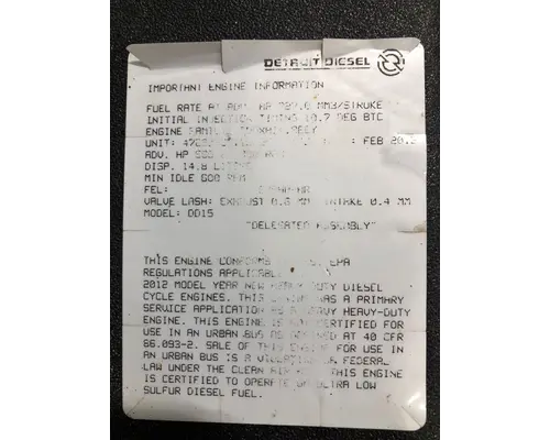 DETROIT DIESEL DD15 Engine Assembly