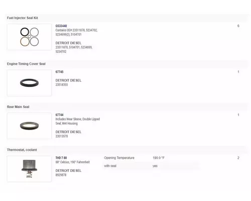 DETROIT DIESEL Series 60 DDEC III 12.7L Engine Overhaul Kit