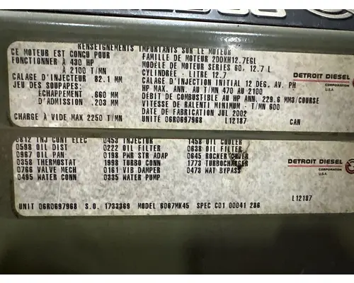 DETROIT 60 SER 12.7 Engine Assembly