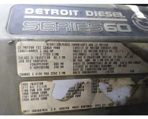 DETROIT 60 SERIES-12.7 DDC3 SERIAL# >06R0250000 ENGINE ASSEMBLY