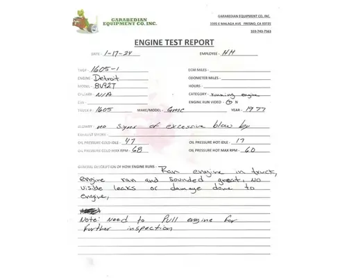 DETROIT 8V71T Engine Assembly