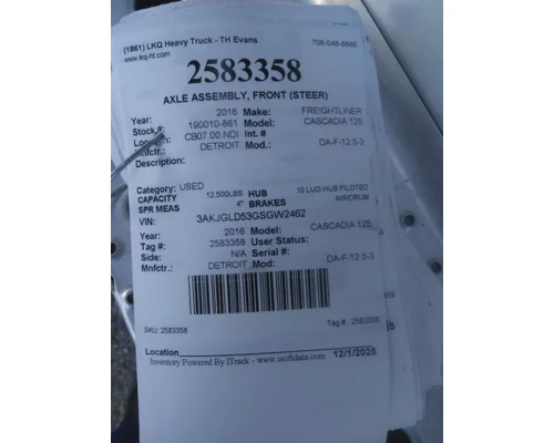 DETROIT DA-F-12.5-3 AXLE ASSEMBLY, FRONT (STEER)