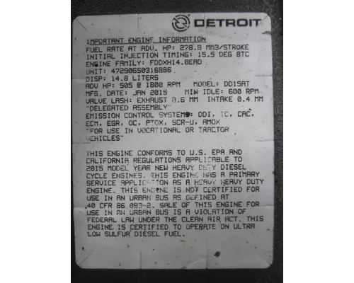 DETROIT DD15 (472906) ENGINE ASSEMBLY