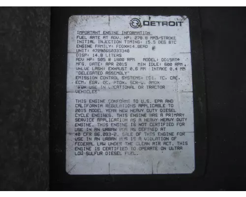 DETROIT DD15 (472906) ENGINE ASSEMBLY