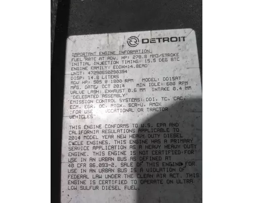 DETROIT DD15 (472906) ENGINE ASSEMBLY
