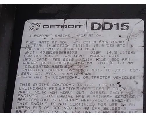 DETROIT DD15 (472910) ENGINE ASSEMBLY