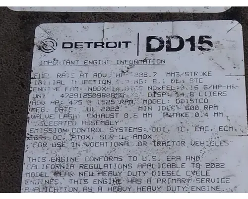 DETROIT DD15 (472912) ENGINE ASSEMBLY