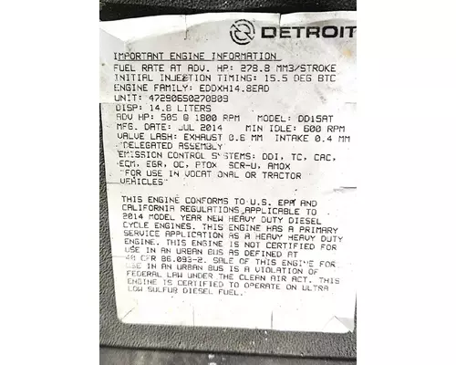 DETROIT DD15 Engine Assembly