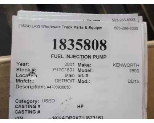 DETROIT DD15 FUEL INJECTION PUMP