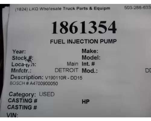 DETROIT DD15 FUEL INJECTION PUMP