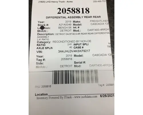 DETROIT RT40-NFDRR241 DIFFERENTIAL ASSEMBLY REAR REAR