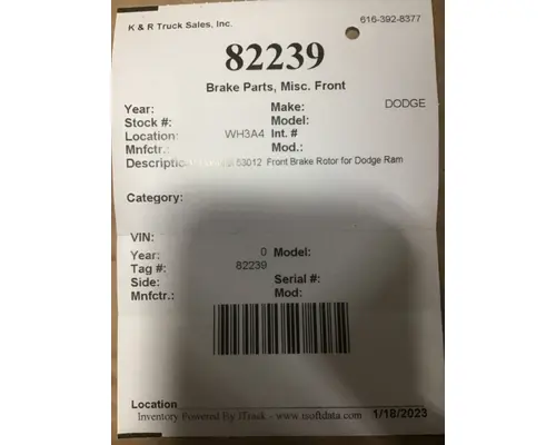 DODGE  Brake Parts, Misc. Front