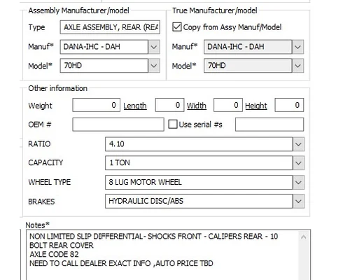 Axle Assembly, Rear (Front) DANA-IHC 70HD LKQ Heavy Truck - Goodys