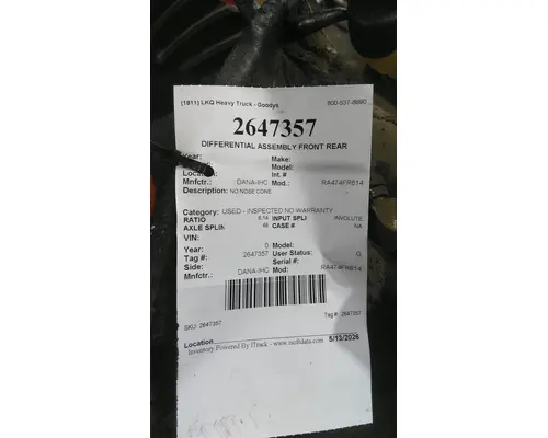Differential Assembly (Front, Rear) DANA-IHC RA474FR614 LKQ Heavy Truck - Goodys