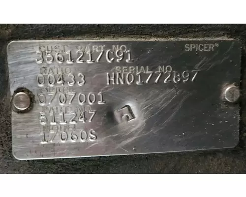 Dana 17060S Axle Assembly, Rear