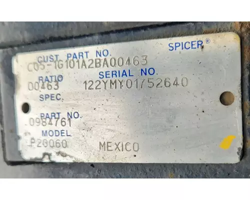 Dana P20060 Axle Assembly, Rear