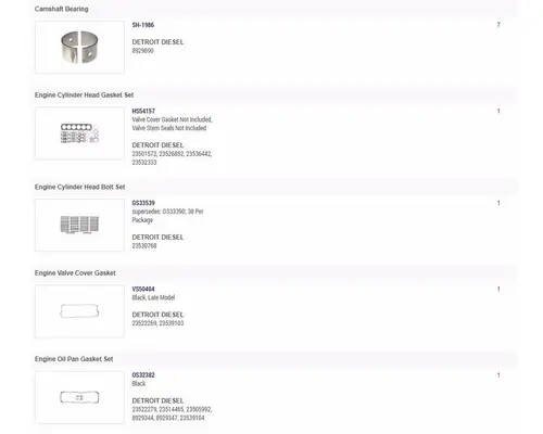 Engine Reman Kit DETROIT DIESEL Series 60 DDEC III 12.7L Frontier Truck Parts