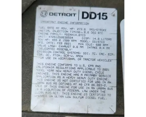 Detroit DD15 Engine Assembly