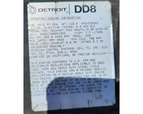 Detroit DD8 Engine Assembly