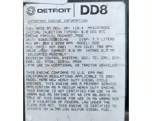 Detroit DD8 Engine Assembly